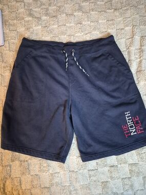 The North Face Men's Navy Athletic Drawstring Shorts with Red Logo